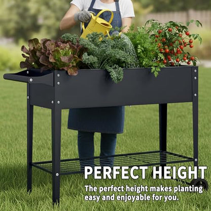 Elevate 2Pcs 32" Tall Raised Garden Bed with Wheel,Planter Box for Backyard,Outdoor Garden, Patio, Balcony, 400lb Capacity,Grey - size: 37.4"x14.6"x31.6", style: Grey(2PCS)