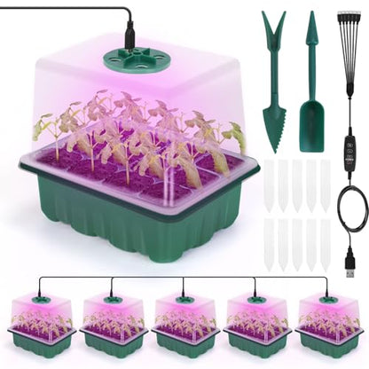 Seed Starter Tray with Grow Light, 6-Pack 72 Cell