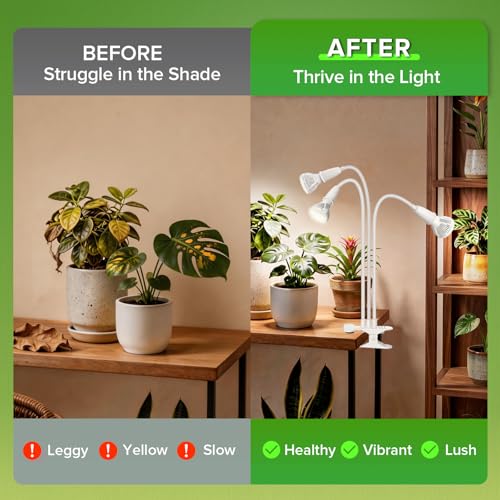 Clip on Plant Light, 30W LED Full Spectrum Bulb, 450W Equivalent - size: 3 Head