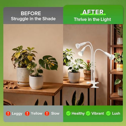 Clip on Plant Light, 30W LED Full Spectrum Bulb, 450W Equivalent - size: 3 Head