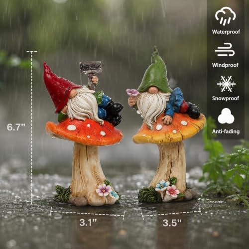 TERESA'S COLLECTIONS Set of 2 Cute Fall Gnomes Garden Decor for Yard 7" - size: Large
