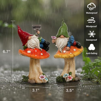 TERESA'S COLLECTIONS Set of 2 Cute Fall Gnomes Garden Decor for Yard 7" - size: Large