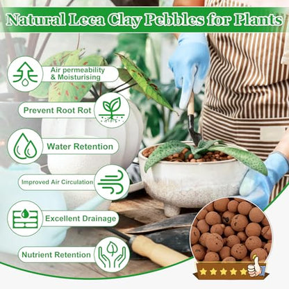 2LB Organic Leca Clay Pebbles for Plants, 4-16mm Natural Leca Balls - size: 2LB