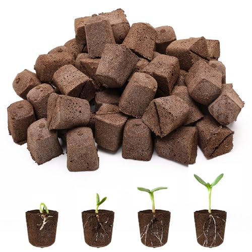 50 Pcs Square Hydroponics Pods, Seed Starter Sponge Pods for Seed Starter Plugs Grow Sponges for Indoor Outdoor Gardening