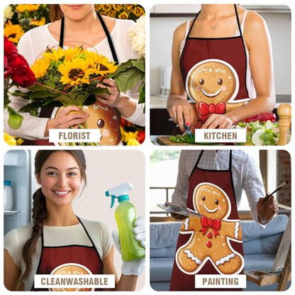 Funny Apron for Men Women Baking Gardening Sewing BBQ Waterproof Cute Gifts - color: Gingerbread