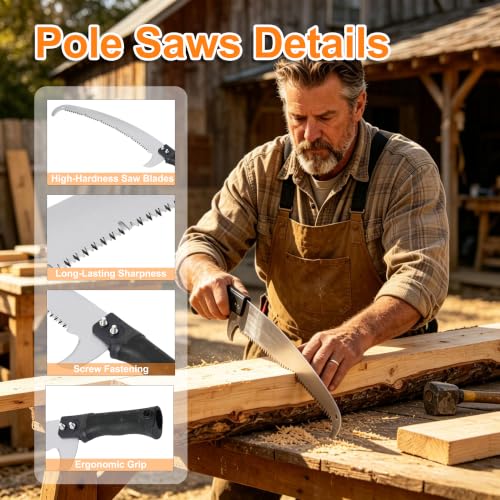 AgiiMan 26FT Reach Pole Saw for Tree Trimming, Sturdy Oval Telescoping Pole