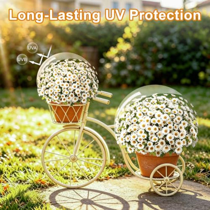 Artificial Daisy Mums for Outdoors, 12 PCS Fall Flowers, White - color: White
