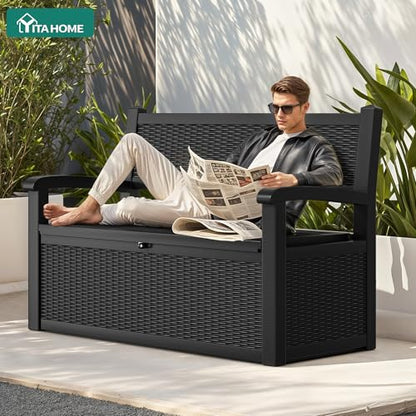 YITAHOME 70 Gallon Deck Bench with Storage - color: Black, size: 80Gallon