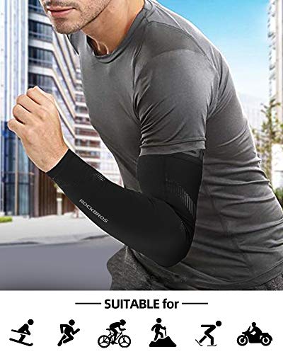 ROCKBROS Arm Sleeves for Men Women UV Sun Protection Cooling Compression - color: White, size: Large