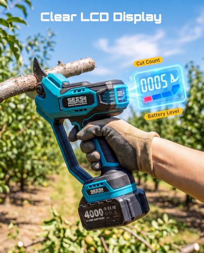 SEESII Electric Pruning Shears Upgraded, 1.6" Cordless Brushless Pruner - color: Tool Blue