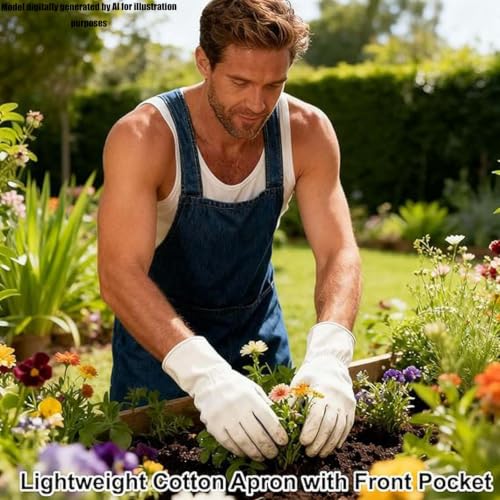 Adult Cross Back Apron, Stain Resistant Cotton Apron with Pockets ﻿ - color: D