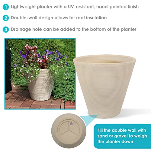 Sunnydaze Walter 15.5" Plastic Planter Pot for Plants, White, 2pk