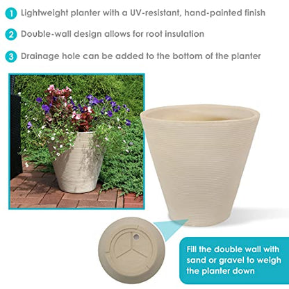 Sunnydaze Walter 15.5" Plastic Planter Pot for Plants, White, 2pk