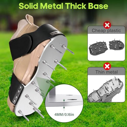 Pre-Assembled Lawn Aerator Shoes with Secure Adjustable Strap for Clay Soil
