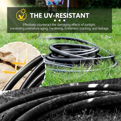 5/8" Garden Hose 75ft, -40℉ To 190℉ Hot/Cold Rubber hose, Black - color: Black, size: 75Ft