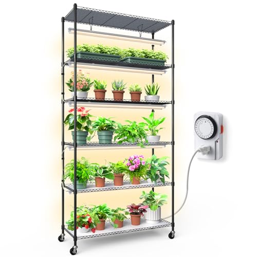 Barrina CX6 Plant Stand with Grow Lights, 6 Tier, 150W, 35.4x13.8x70.9IN - color: Yellow-CX6, size: 35.4x13.8x70.9IN