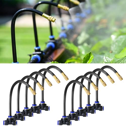 10 Pack 360° Copper Mister Nozzles with Tee for 5/16" Dirp Irrigation Kit - size: 10PCS