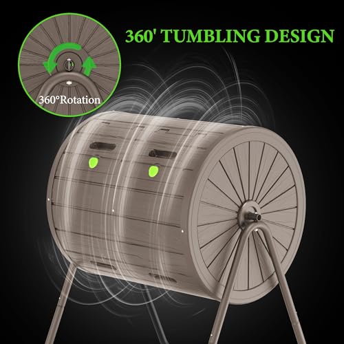142L/37.5 Gal Single-Chamber Rolling Compost Tumbler – Durable Polypropylene Resin, UV Protected & Weatherproof, Easy to Clean & Assemble, Keeps Compost Dry & Ventilated（Grey） - color: Gray
