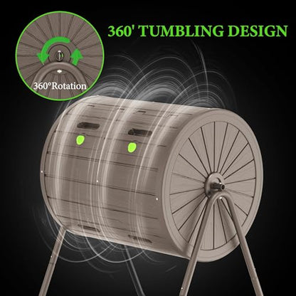 142L/37.5 Gal Single-Chamber Rolling Compost Tumbler – Durable Polypropylene Resin, UV Protected & Weatherproof, Easy to Clean & Assemble, Keeps Compost Dry & Ventilated（Grey） - color: Gray
