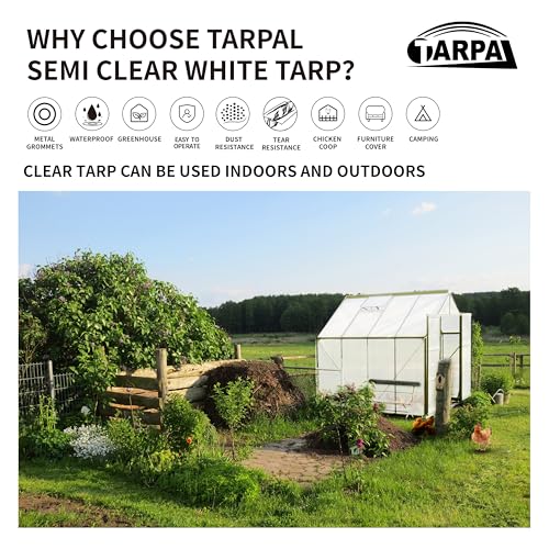 TARPAL 6x8'（3pack） Semi Clear Tarp with Grommets Greenhouse Cover 7.5mil - color: Semi Clear White, size: 6x8ft(3pack)-Finished size