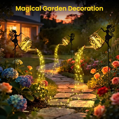 X-PREK Solar Lights Outdoor Waterproof Fairy Solar Watering Can Light - color: Warm White