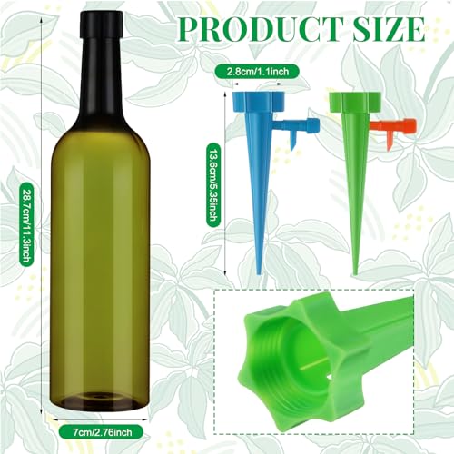 8 Set Plant Watering Devices with Self Spikes and Plastic Bottles, Green - size: Green