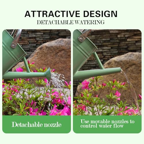 Metal Watering Can 1 Gallon for Outdoor Garden Plants, CGreen - color: Cream Green