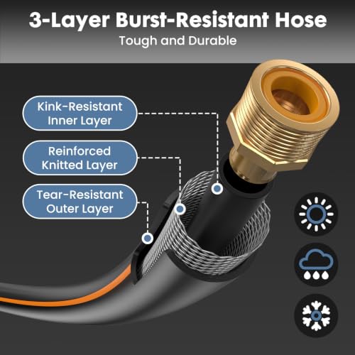 DUMOS Retractable Garden Hose Reel, 1/2 in X 150 ft Water Hose with Nozzle - color: Orange and Grey, size: 1/2" x 150 FT