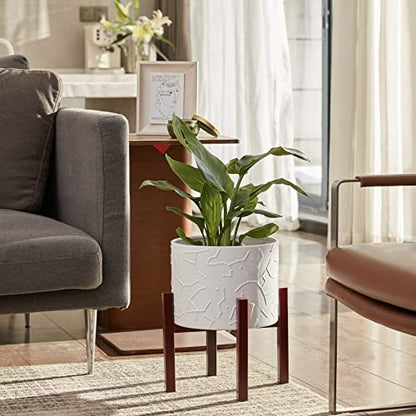 LA JOLIE MUSE Ceramic Pot for Plants, 10 Inch Indoor Planter with Stand - size: 10 Inch