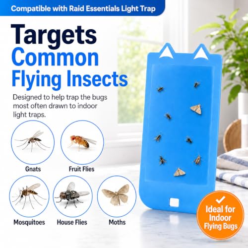 15 Pack Refill Cartridges Compatible with Raid Essentials Flying Insect Light Trap, Sticky Glue Board Refills, Fly Trap Replacement Cards for Gnats Fruit Flies Moths and Indoor Flying Insects