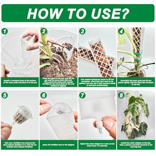 2 Pcs 9 Inch D Shaped Moss Pole with Watering Dripper, Plastic Moss Poles for Climbing Plants, Sturdy Monstera Plant Support, Self Watering Moss Pole Kit for Plants Indoor (1Pack 2Pcs-Translucent) - size: 1Pack 2Pcs-Translucent