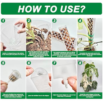 2 Pcs 9 Inch D Shaped Moss Pole with Watering Dripper, Plastic Moss Poles for Climbing Plants, Sturdy Monstera Plant Support, Self Watering Moss Pole Kit for Plants Indoor (1Pack 2Pcs-Black) - size: 1Pack 2Pcs-Black
