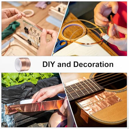 2pcs Copper Foil Tape 0.39" x82FT Single Conductive Adhesive Tape - size: 0.39 Inch x 82 FT