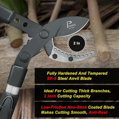 Loppers for Tree Trimming Heavy Duty, 26-40 Inch Handle Telescopic Tree Trimmer, Sync Drive Leverage Pruner, 2 Inch Branch Cutter