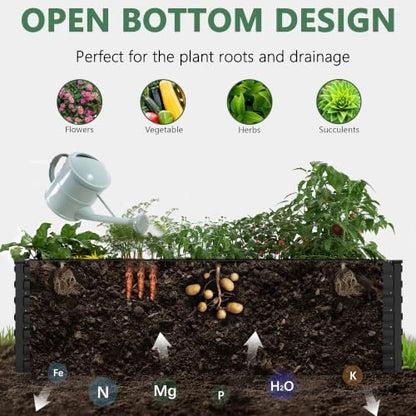 FOOWIN 6x3x3ft Raised Garden Bed Outdoor, Galvanized Steel Garden Beds - color: Black, size: 6x3x3 FT-2PC