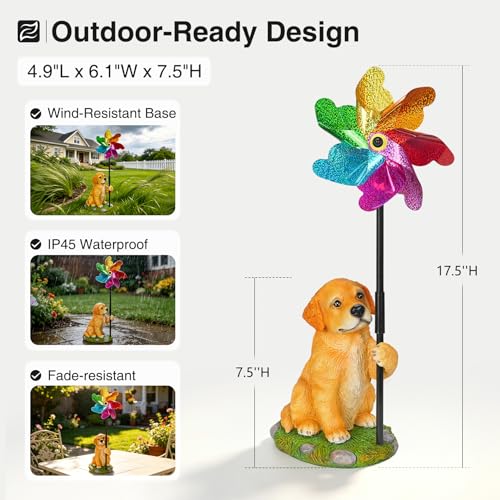 Dog Garden Spinners Wind Spinner Golden Retriever Outdoor Statue - size: Dog