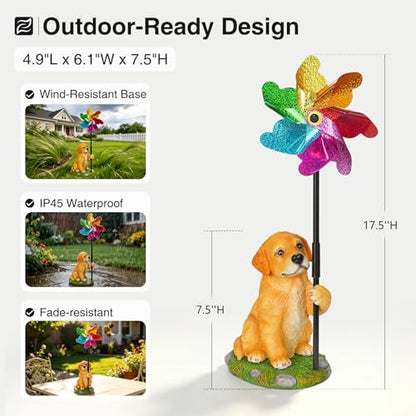 Dog Garden Spinners Wind Spinner Golden Retriever Outdoor Statue - size: Dog