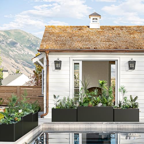 Metal Planter Box Rust-Resistant Design 36x15x15 Inch | Black - color: Black