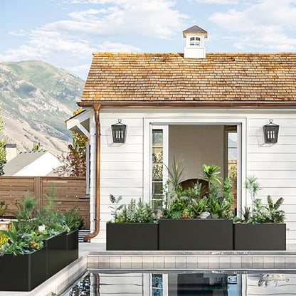 Metal Planter Box Rust-Resistant Design 36x15x15 Inch | Black - color: Black