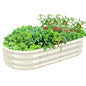 TBMLC Oval White Galvanized Planter Box, Metal Raised Garden Bed 5X2.7X1 FT - color: White, size: 5X2.7X1 FT