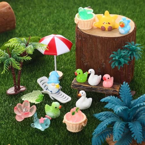 60 Pcs Summer Mini Resin Figurines Tiny Resin Ducks Figures - color: Blue