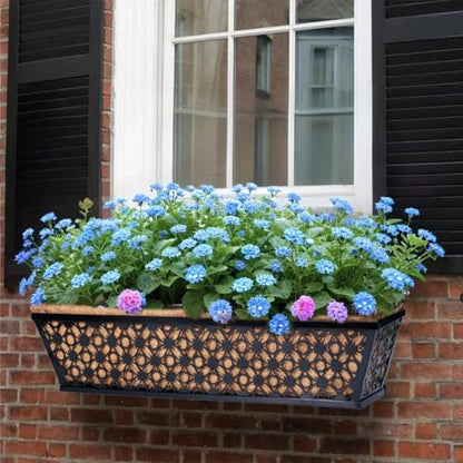 hehimhis Window Planter Box with Adjustable Bracket and Coco Liner for Porch, 24 Inch 4 Pack Balcony Planters Railing Hanging,Fence, Patio Hanging Planters for Garden Outdoor - size: 24 inch 4 pcs