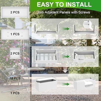 32" Metal Large Rectangular Planter - White Long Planter Box with Legs - color: White, size: 32" L x 15" W x 15" H
