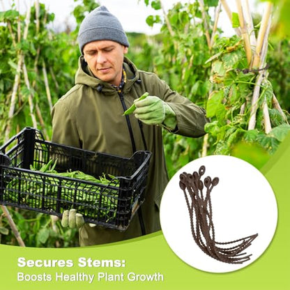 M METERXITY 48-Pack Adjustable Plant Ties, 4.7/5.9/6.7/8.2 Inch Silicone Flexible Multi-Function Garden Twist Tie for Crafts/Gift Wrapping/Gardening Plants, Reusable Support Twine [Brown] - color: Brown
