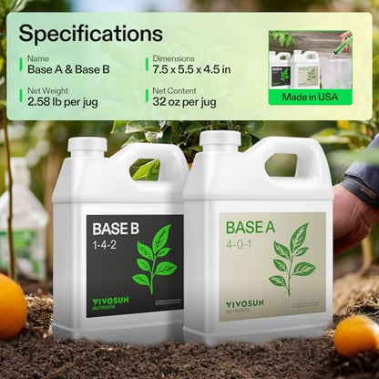 VIVOSUN Liquid Nutrients Base A & B Bundle, Set of 32oz - size: 32 Ounce