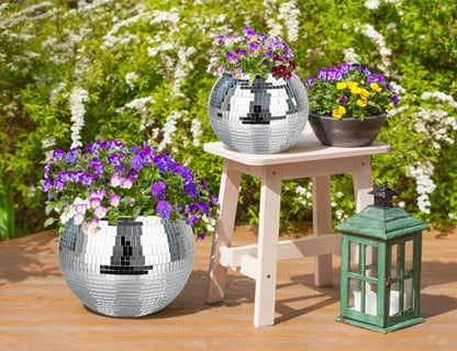 10” Disco Ball Plant Hanger with Hanging Rope, Hook - color: 1×10" Silver