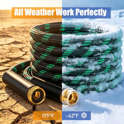Garden Hose 25FT, Ultra Lightweight with 10-Function Nozzle - color: Green