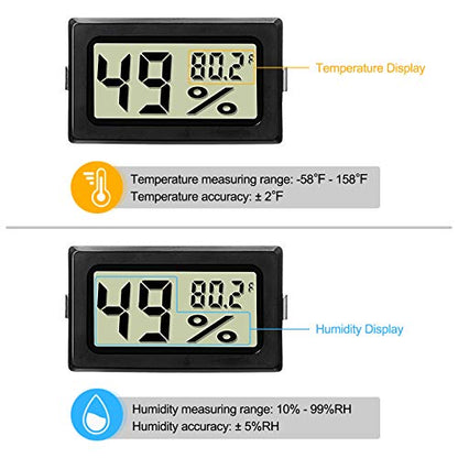 Weewooday 6 Pcs Digital Humidity Meter with Probe LCD Thermometer,Black - size: Black