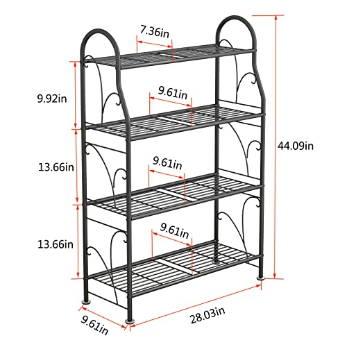 SORCEDAS Plant Stand Outdoor Indoor 4 Tier Metal Corner Flower Shelf - size: 4 Tier-Dark Grey