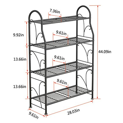 SORCEDAS Plant Stand Outdoor Indoor 4 Tier Metal Corner Flower Shelf - size: 4 Tier-Dark Grey